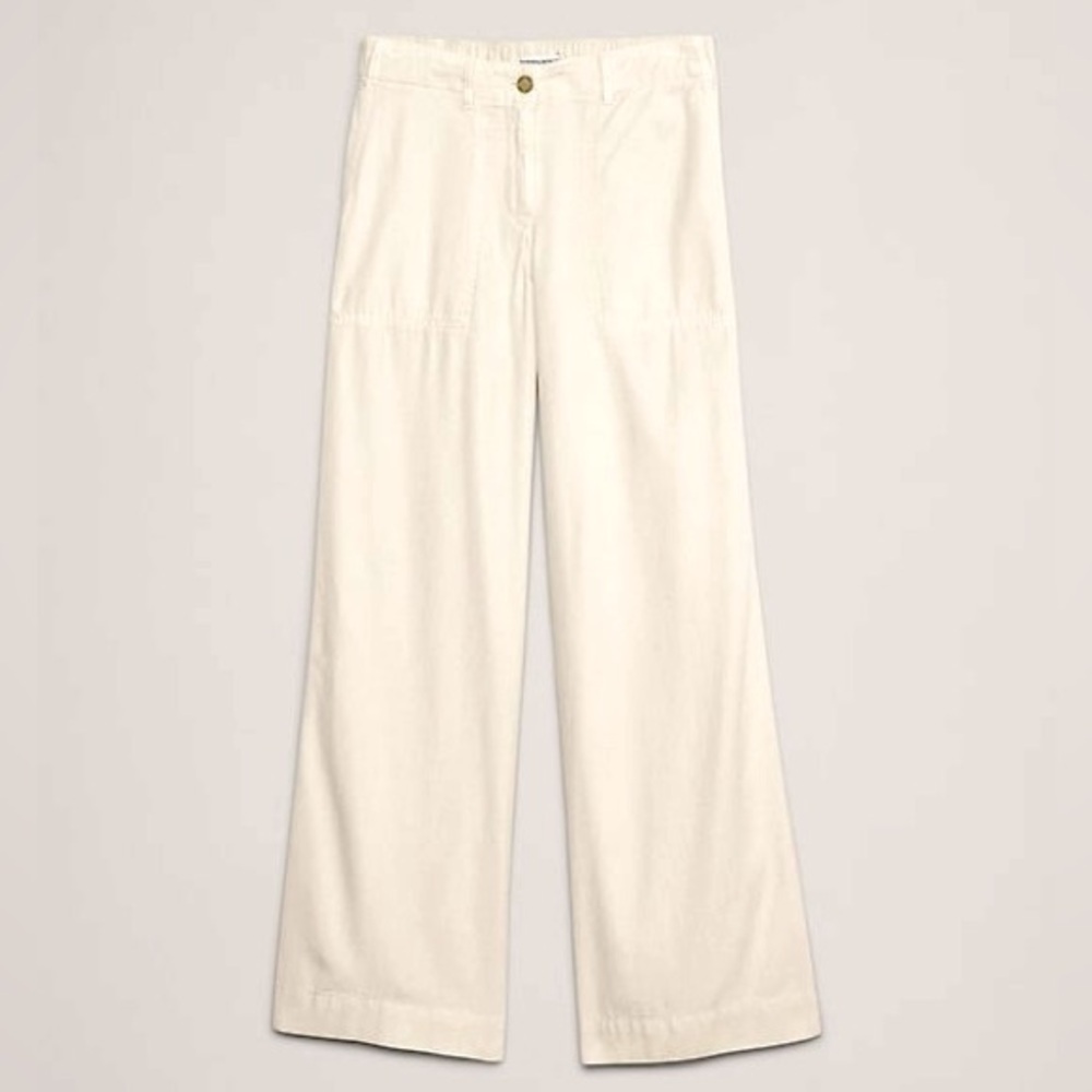 BANANA REPUBLIC Thick Wool Cream 9.5” Wide Leg Pants Women’s Trousers